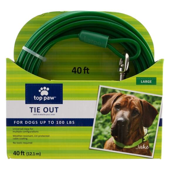 Top Paw 40' Dog Tie Out Green Large Adjustable For Dogs Up to 100lbs Outdoor NWT - Picture 1 of 4